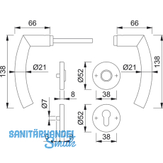 HOPPE Drckergt. TRONDHEIM - auf Ros. WC, TS37 - 42, Edelstahl matt