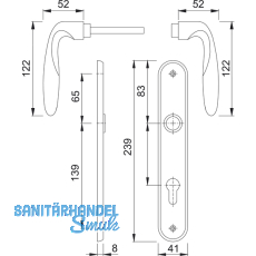 HOPPE Drckergt. VERONA - auf LS BB90, TS32 - 48, Messing verchromt matt