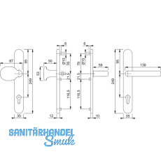 HOPPE Wechselgarnitur LIVERPOOL - m Knopf u.LS PZ92, VK 8, Messing-PVD