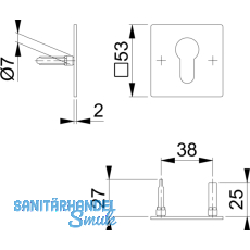 HOPPE Drckerrosette flach mit Sttznocken eckig, Edelstahl