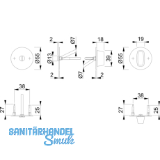 HOPPE Zylinderrosette flach mit Sttznocken rund PZ, Edelstahl