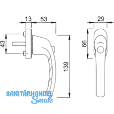 HOPPE Fenstergriff TOKYO - mit Sperrknopf, VK 7 x 32 mm, silber elox.