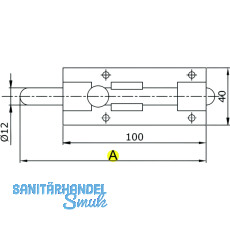 Grendelriegel abschliebar, 150 mm, Edelstahl