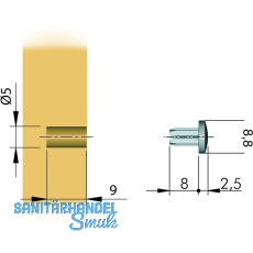 TD2 Transchlagdmpfer zum Einbohren 8,8 x 2,5, Bohrma 5x9,weich,transp.