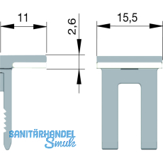 Oberteil zu Glasbodentrger KUBIC mit Gummiauflage transparent