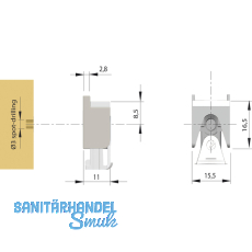 Glasbodentrger KUBIC zum Anschrauben, Glas 4-8 mm, Zamak vernickelt grau