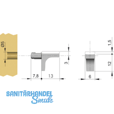 Glasbodentrger K-LINE zum Stecken, Bohr  5 mm, Zamak vernickelt
