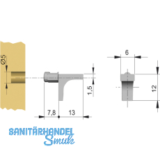 Steckbodentrger K-LINE - 1 Zapfen, Bohr  5 mm, Zamak vernickelt