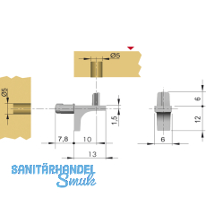 Steckbodentrger K-LINE - 2 Zapfen, Bohr  5 mm, Zamak vernickelt