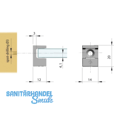 Glasbodentrger KRISTAL zum Anschrauben, Glas 8 mm, Zamak vernickelt