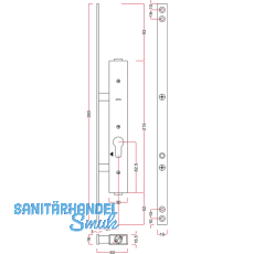 Einbauriegel sperrbar PZ o. Riegel, DM 35, Stulp 360 x 16 x 3 mm, Stahl verzinkt