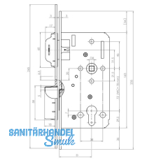 Magnetfallenschloss KFV 116 1/2, PZW 72 mm, Stulp rund 235 x 18 x 3 mm,Edelstahl