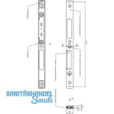 Schlieblech Falle u. Riegel verstell. m. AT-Stck, links, verzinkt silberfrbig
