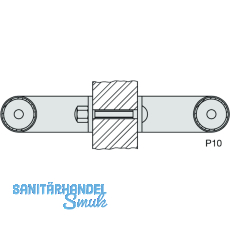 KWS Befestigungszubehr P10 - Glas, M 6, TS bis 12mm
