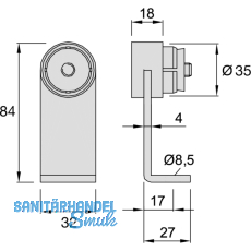 KWS Endsttze WS - gerade Rundrohr, 35mm, Edst.