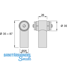 KWS Mittelsttze RS - gerade, Rundrohr, fr Auen  35mm, Edst.