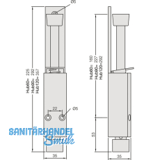 Trfeststeller Hub 60 mm, 35 x 225 mm, Aluminium dunkelbronze eloxiert
