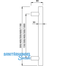 KWS Stangengriff 8179 - 300mm, LA. 150mm,  30mm, Edst. matt