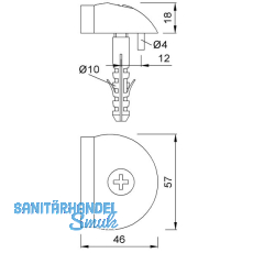 Bodentrpuffer - Bodenpl.  57 mm, Anschlagh. 17 mm, Edelstahl matt