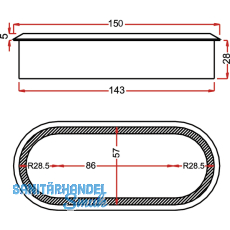 Kabeldurchgang oval, Holz, 57 x 143 mm, Eiche roh