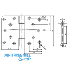 Aufschraubband B 3027 mit festem Stift, 120 x 160 mm, Edelstahl