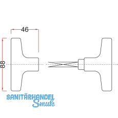Kipptorschloss-Griffpaar, VK 9 mm, TS 40 - 50 mm, silber eloxiert