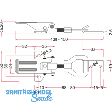 Kistenverschluss verstellbar Breite 32 mm, L 125 mm, verzinkt