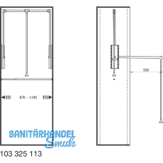 Kleiderlift Junior, H 1025,KB 870-1190mm, Tragkr.15KG, KS schw./FE verni.