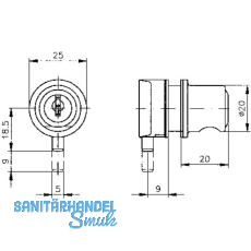 HEKNA 512 Zylinder-Glastrschloss, Zamak verchromt poliert
