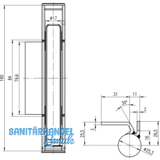 Konstruktionsband 3-tlg.  25,3 mm, Bandhhe 160 mm, Stahl blank