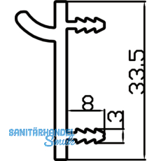 Wall Sys Tablar-/Korpustrger 34 mm, zum Einhngen, Aluminium natur eloxiert