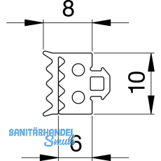 Dichtung 41AL-EPDM, fr Basisprofil Glasstrke 8 & 10 mm, Kunststoff grau