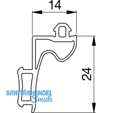 Dichtung 41AL-EPDM-B, fr Zargenprofil Glasstrke 8 & 10 mm, Kunststoff grau