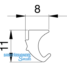 Dichtung 41AL-EPDM-F, fr Clipprofil Glasstrke 8 & 10 mm, Kunststoff grau