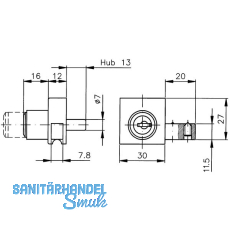 HEKNA Nr.2 515 Zylinder-Laufschuhschloss Profil ohne Glasnut, matt