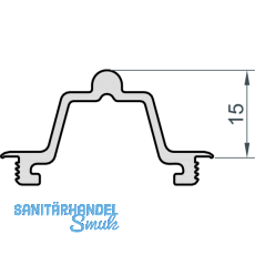 MACO Fiber-Therm Laufschiene unten hoch, H=15 mm, L=5000 mm, Alu silber (454816)