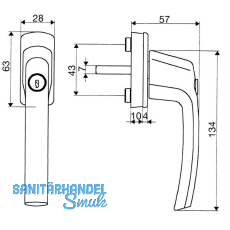 MACO Fenstergriff HARMONY - mit Sperrzylinder, VK 7x35, wei kunststoffmantel