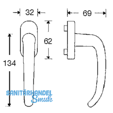 MARCHESI Fenstergriff BRNN - verdeckt geschr., VK 7 x 35 mm, Edst. matt