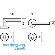 SECOTEC Drckergarnitur Modell Gehrung auf Rosette BB Edelstahl rostfrei