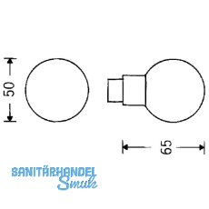 MARCHESI Knopfdrckerlochteil Kugelform,  50 mm, Messing poliert