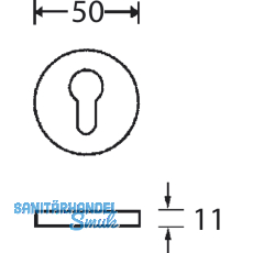 MARCHESI WC, -Rosette  50 mm, Hhe 11 mm, m. Schlitzkopf u. Drehknopf, Edst.
