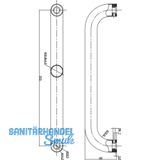 MARCHESI Stangengriff 4523 - gerade, 382mm, LA. 350mm, M8, Edst. matt