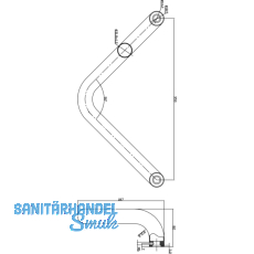 MARCHESI Stangengriff 4524 V - Form, 382mm, LA. 350mm, M8, Edst. matt