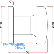 MARCHESI Trknopf Flachform - auf Ros. 50, fest - auf Ros. 50x11, Edst. matt