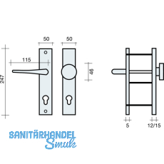 MARCHESI SH-Wechselgt. RIVA Knopf rund, TS37-49/64-73, oK, silber elox.
