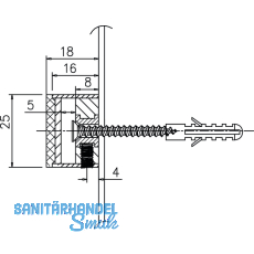 Wandtrpuffer - 25 x 25, Lnge 20 mm, Edelstahl matt