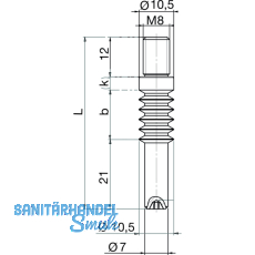 Einfachbolzen M8 x 84 mm Stahl