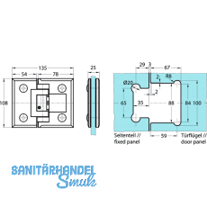 Pendeltrbeschlag Chalet-PT Glas-Glas m. Feststell. 90, Edelstahl-Effekt