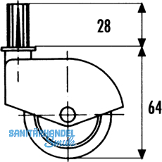 Mbelrolle Trio Laufflche weich, 49 mm,Zinkdruckguss verchromt,Kunststoff grau