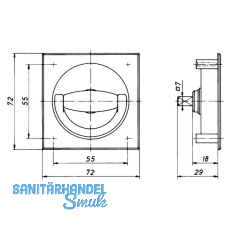 HEKNA Muschelgriff 498 zu Fallenschloss 920, Dornma 32 mm, RAL 7037, staubgrau